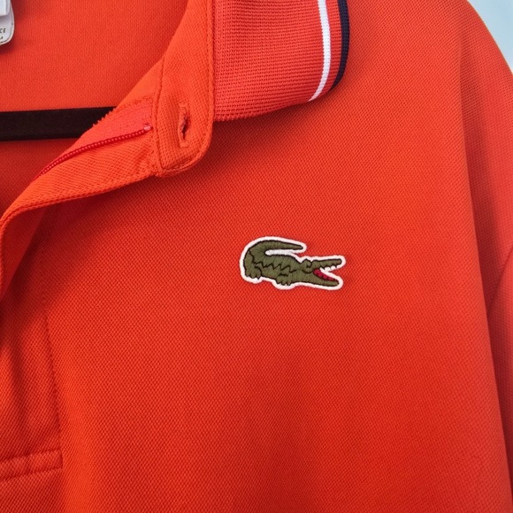 Lacoste Sport Mens Orange Tipped Collar Polo Shirt Size 8 FC‎ 5962 - Picture 7 of 13